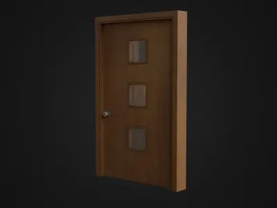 Old dirty wooden door 05B Low-poly 3D model