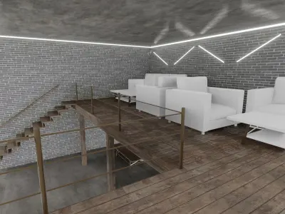 Loft Interior garage 3D model