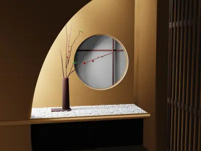 Interior Hallway in Japanese style Free low-poly 3D model