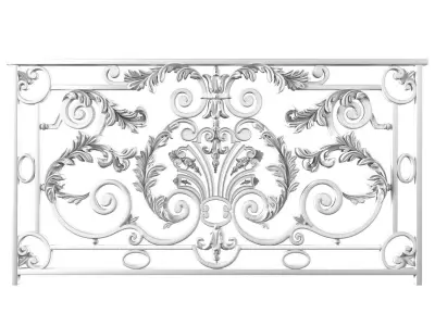 Classic Forged wrought Fence iron railing 3D model