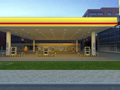shell gas station 3D model