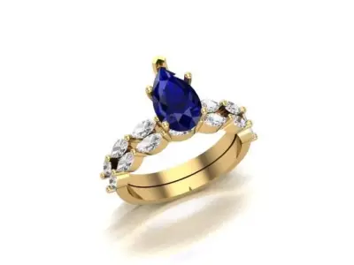 A Regal Flourish The Pear and Marquise Diamond Ring Band 3D print model
