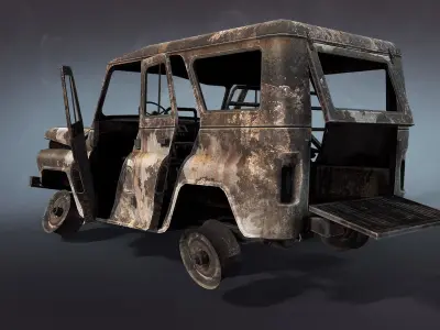 UAZ-3151 Burnt Low-poly 3D model