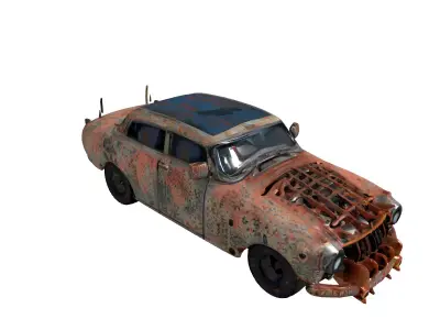 Rusty PostApocalyptic Battle Car Low-poly 3D model