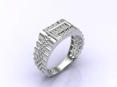 Print Ready STL 3DM  Gents Rings Diamond Men Ring  3D print model 158