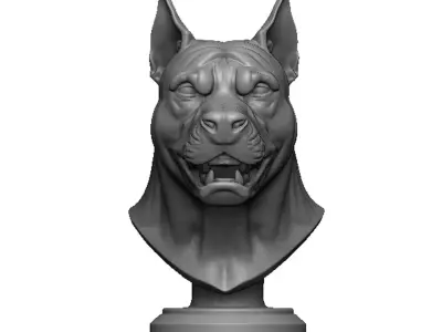 pitbull head bust 3D print model
