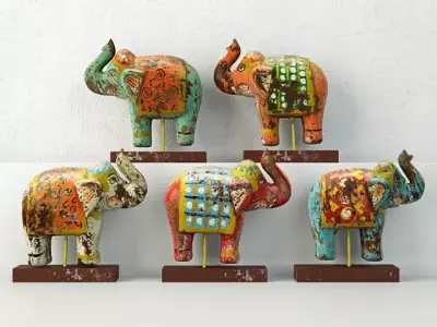 Elephants on Stand 3D model
