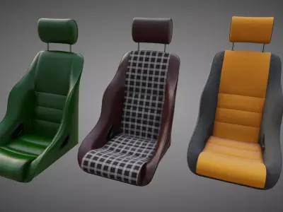 Car Seat BF Rally ST Low-poly 3D model