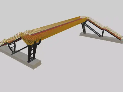 Steel Pedestrian Bridge-Oblique Cone Column Type-24 3D model