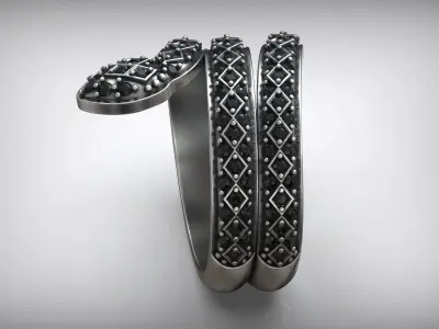 Snake Fashion Oxidized Black Diamond Ring 3D print model