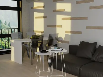 Low-poly modern interior  Low-poly 3D model