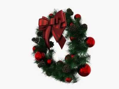 Wreath red Ball Low-poly 3D model