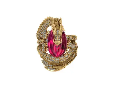 Dragon Ring Hugging Stone 3D print model