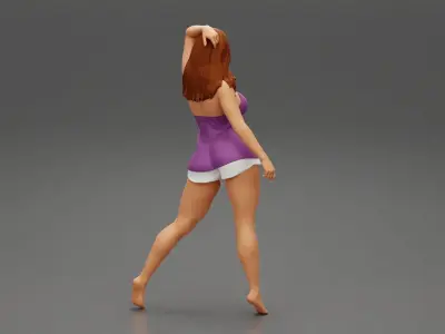 Sexy Beautiful Woman Posing Shirt and mini short 3D print model