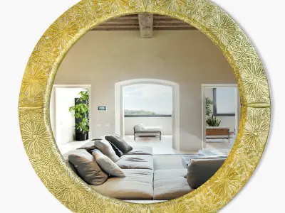 Round Brass Moorish Mirror 3D model