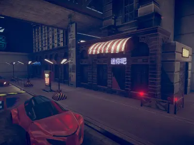 Asian City Low-poly 3D model