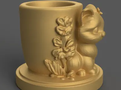 Adorable Cat planter candy container urn candle holder 2 3D print model