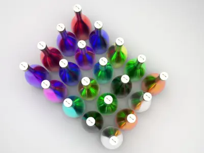 Bottle Christmas Balls Set 3D model