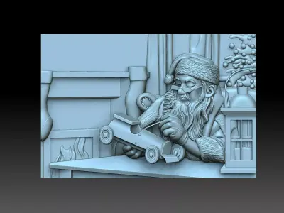 Santa Claus with a car 3D print model