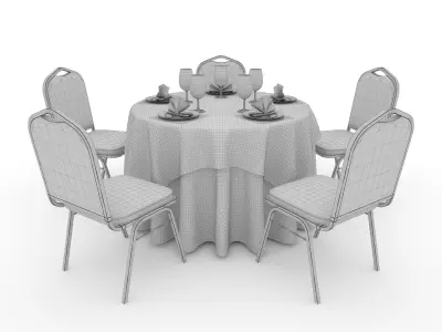 Banquet Table and Chair 03 3D model