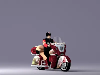 Man on the redish bike 0935 3D model