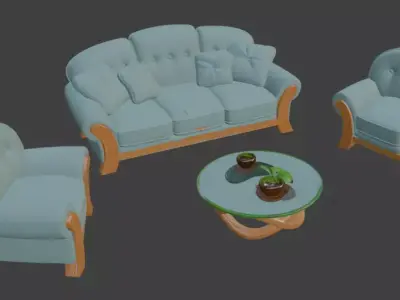 Cartoon sofa Set 3D model purchase