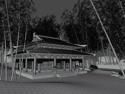 3D The academy in the bamboo forest model 3D model