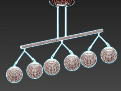 HOOKED-GLOBE-ISLAND-CHANDELIER six light brass chandelier wit... 3D model