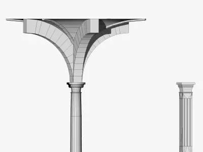 Vaulting 2-5  Romanic  750cm spaced  thick arches and thin curbs Low-poly 3D model