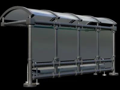 Game Ready Bus Stop 17 Low-poly 3D model