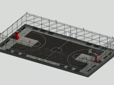 Outdoor Basketball Court Revit family FBC 3D model