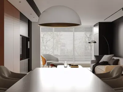 Modern living room dining room interior scenes 408 3D model