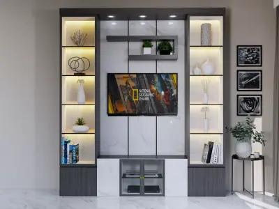 Luxury Furniture Design Cabinet TV Backdrop  3D model