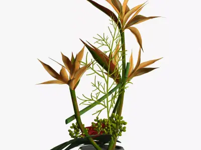 Gerbera plants in vase 3D model