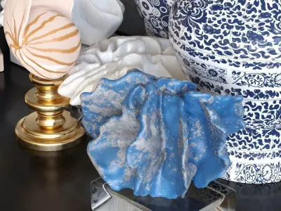 Marine collection vases on shelf 3D model