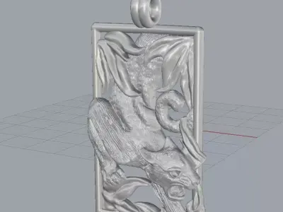 3D Panther Pendant in Frame  Jewelry Design Model Free 3D print model