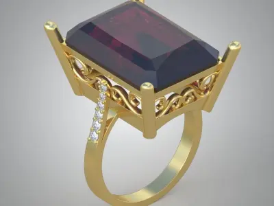 Diamond ring 0503 3D printable model Free 3D print model