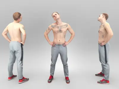 Young sporty man doing workout 404 Low-poly 3D model