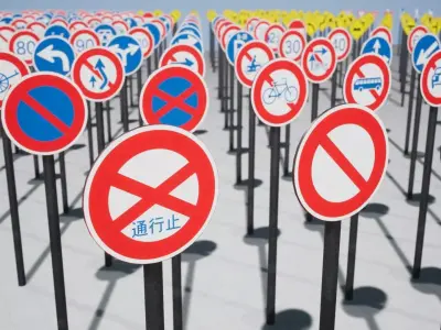 Japanese Street Signs Pack - Over 100 Common Signs Low-poly 3D model