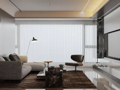 Modern living room dining room interior scenes 110 3D model