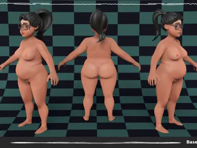 Base Mesh Fat Female Stylized PBR Low-poly 3D model