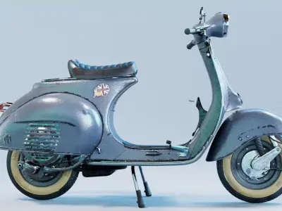 Vintage 1950s Vespa Low-poly 3D model