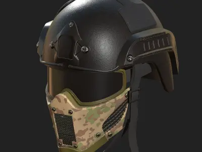 Helmet mask millitary combat soldier armor  Low-poly 3D model