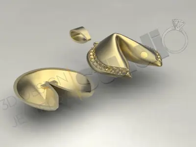 Fortune cookie pendant with stones 3d print 3D print model