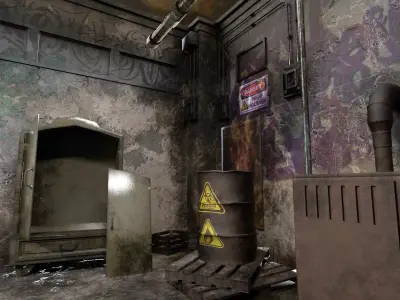 The old  Horror Room 8 Low-poly 3D model