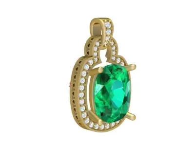 Luxury Oval Gemstone Pendant 3D Model 219 3D print model