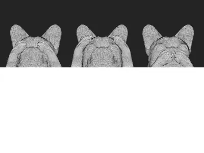 DOG Bulldog See No Evil Hear No Evil Speak No Evil 3D model