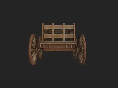 Medieval Wooden Horse Cart Variation 6 - Low Poly And Game Ready Low-poly 3D model