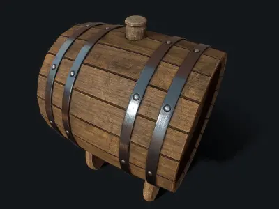 Wooden ale barrel Low-poly 3D model