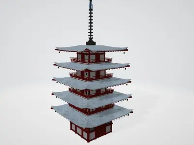 Chureito Pagoda Realistic Recreation 3D model